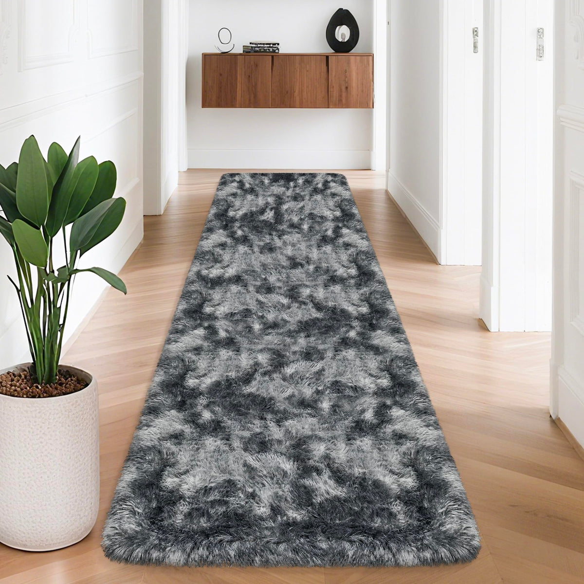 JiaoBaba Rainbow Tie-Dye Fluffy Area Rug for Kids