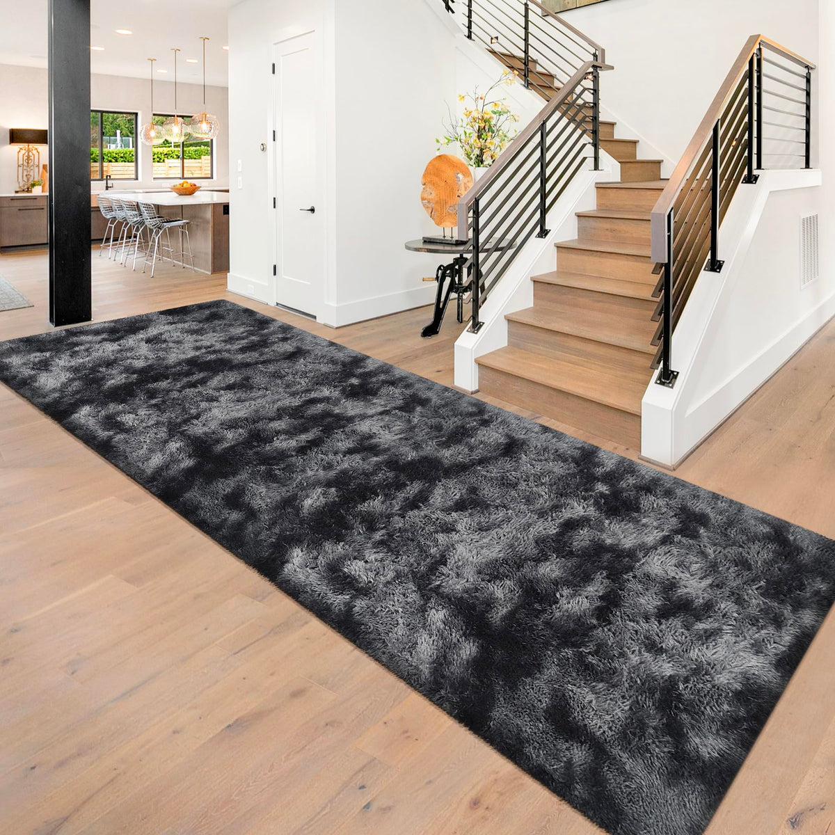 JiaoBaba Rainbow Tie-Dye Fluffy Area Rug for Kids