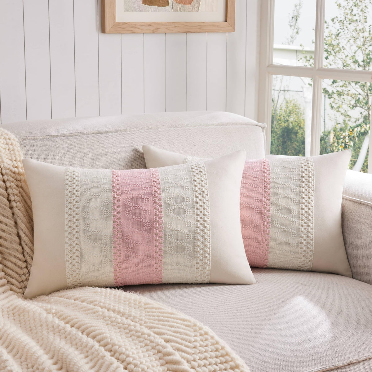 ZeeMart Contrast Throw Pillow Covers, 2-Pack Set