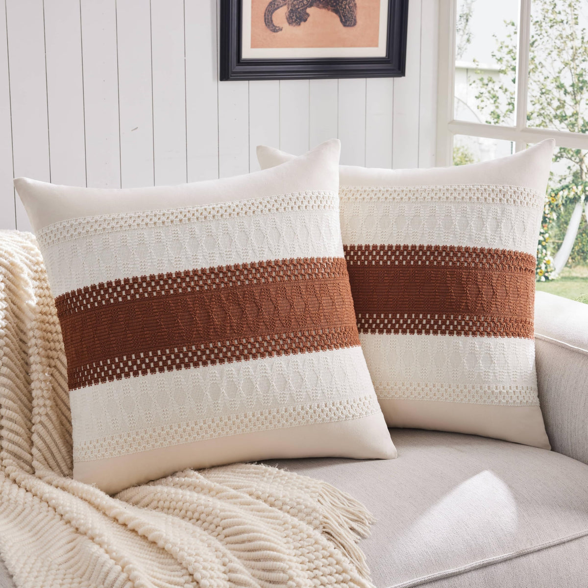 ZeeMart Contrast Throw Pillow Covers, 2-Pack Set