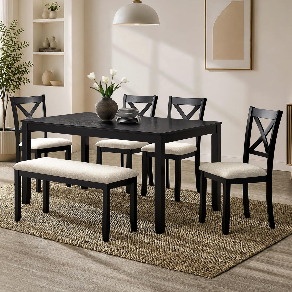 Harper & Bright Designs Wood Dining Table Set, Kitchen Furniture Set with with Table and Chairs