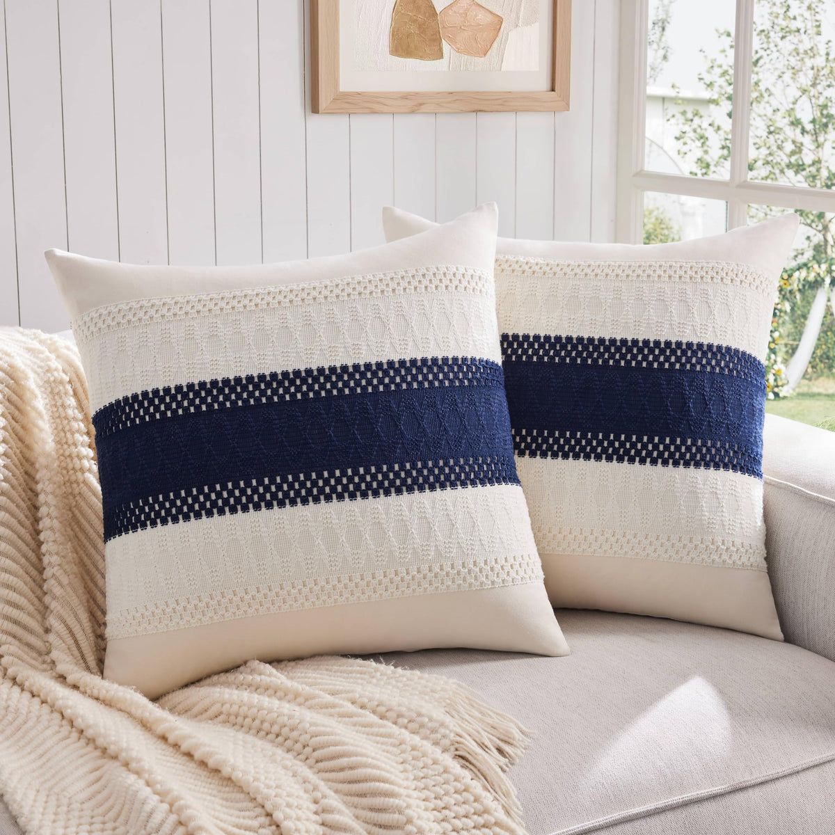 ZeeMart Contrast Throw Pillow Covers, 2-Pack Set