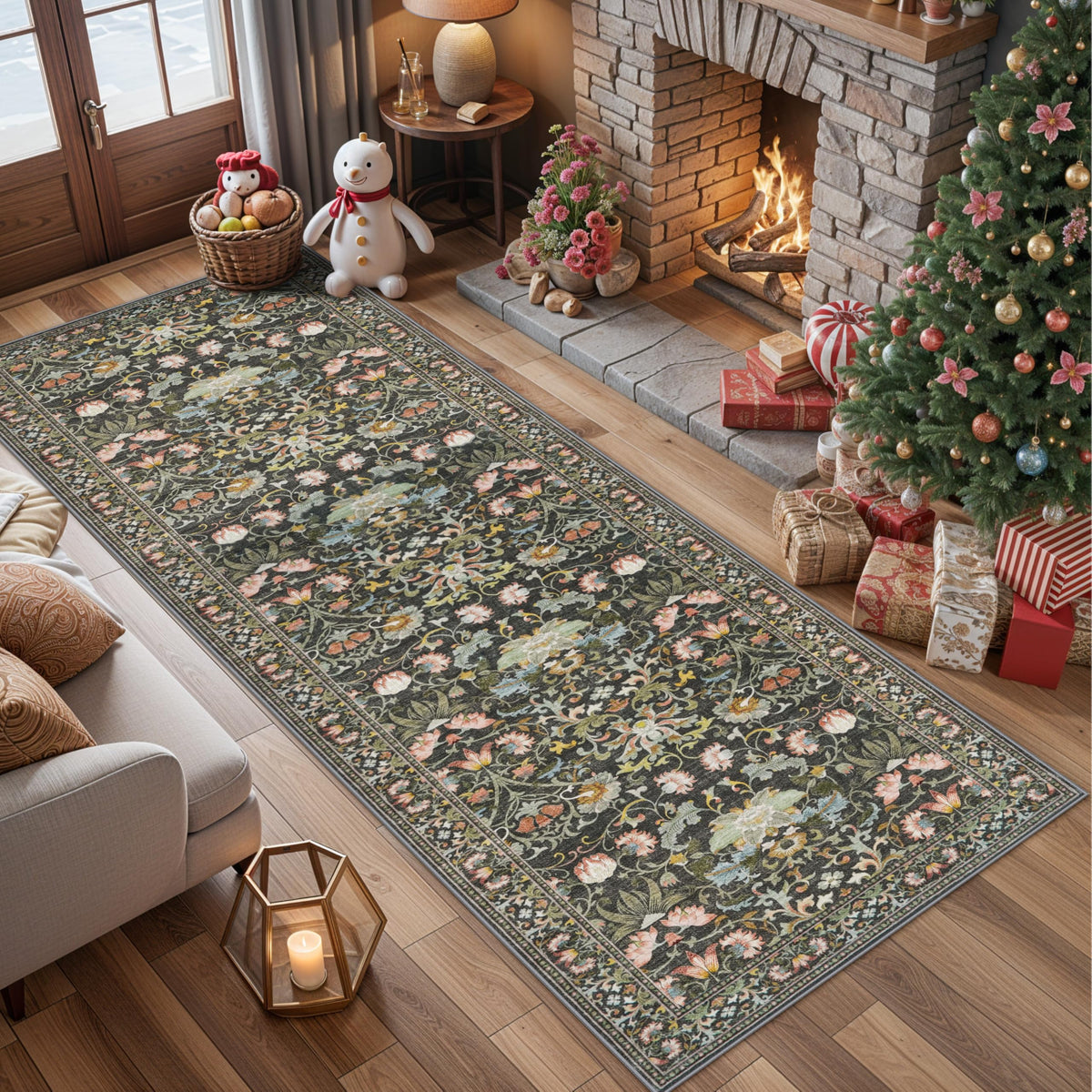 Vintage Washable Non-Slip Hallway Runner Rug, 2' x 7'