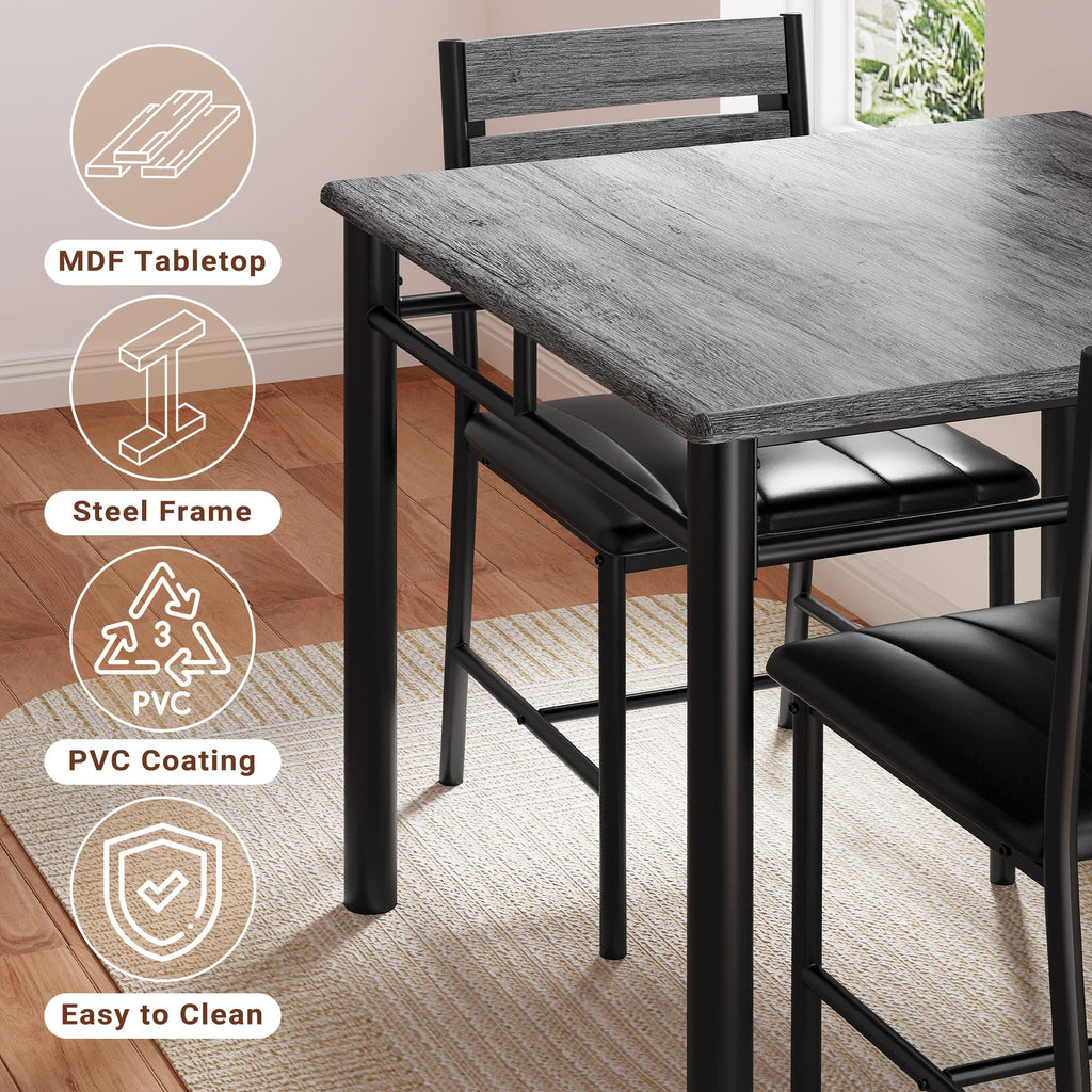 IRONCK Dining Table Set for 2, Small Kitchen Table with Upholstered Chairs Dinning Table Set for Kitchen & Dining Room, Compact Dining Set for Small Spaces