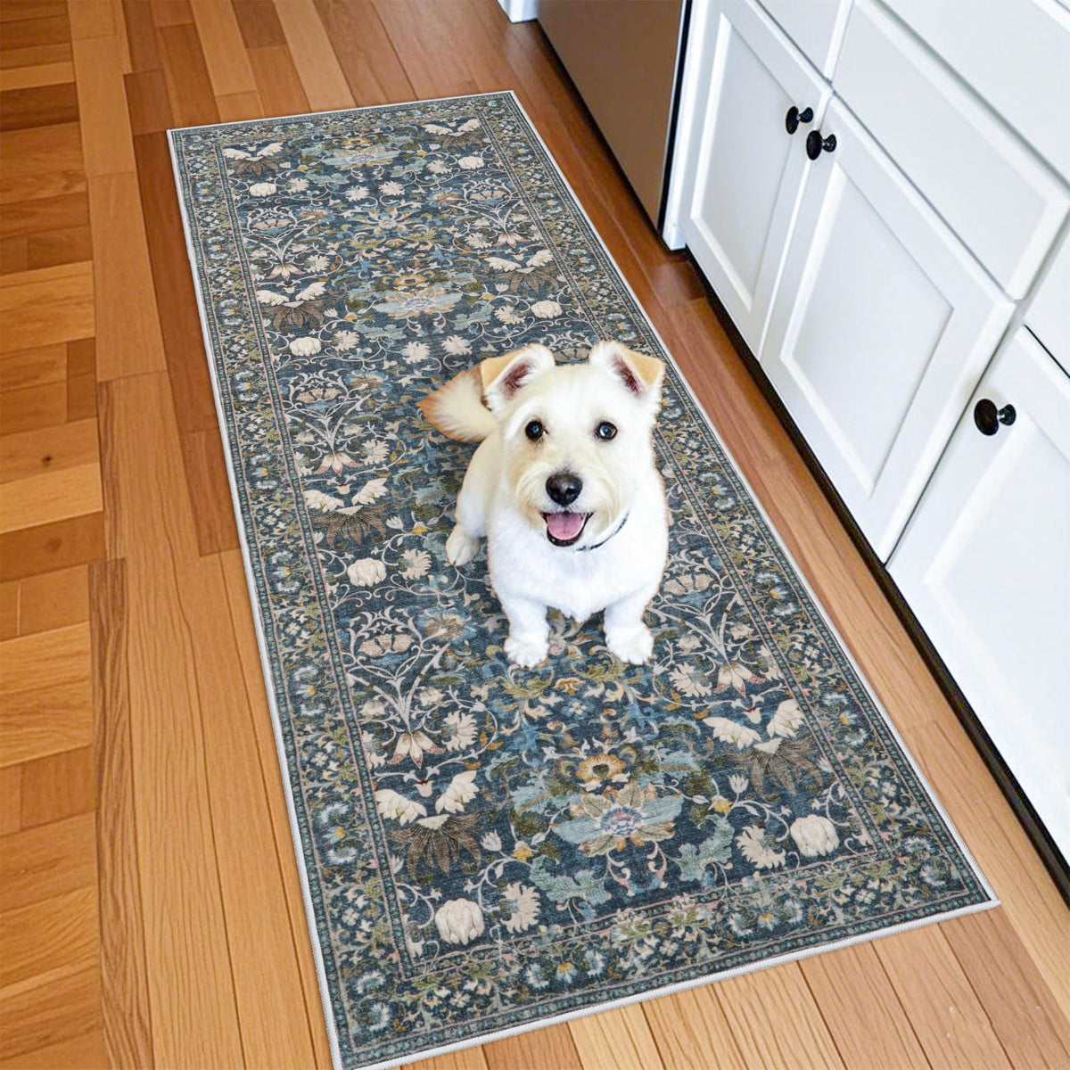 Vintage Washable Non-Slip Hallway Runner Rug, 2' x 7'