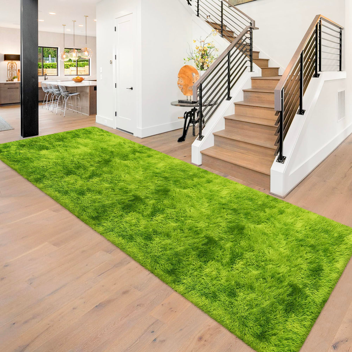 JiaoBaba Rainbow Tie-Dye Fluffy Area Rug for Kids