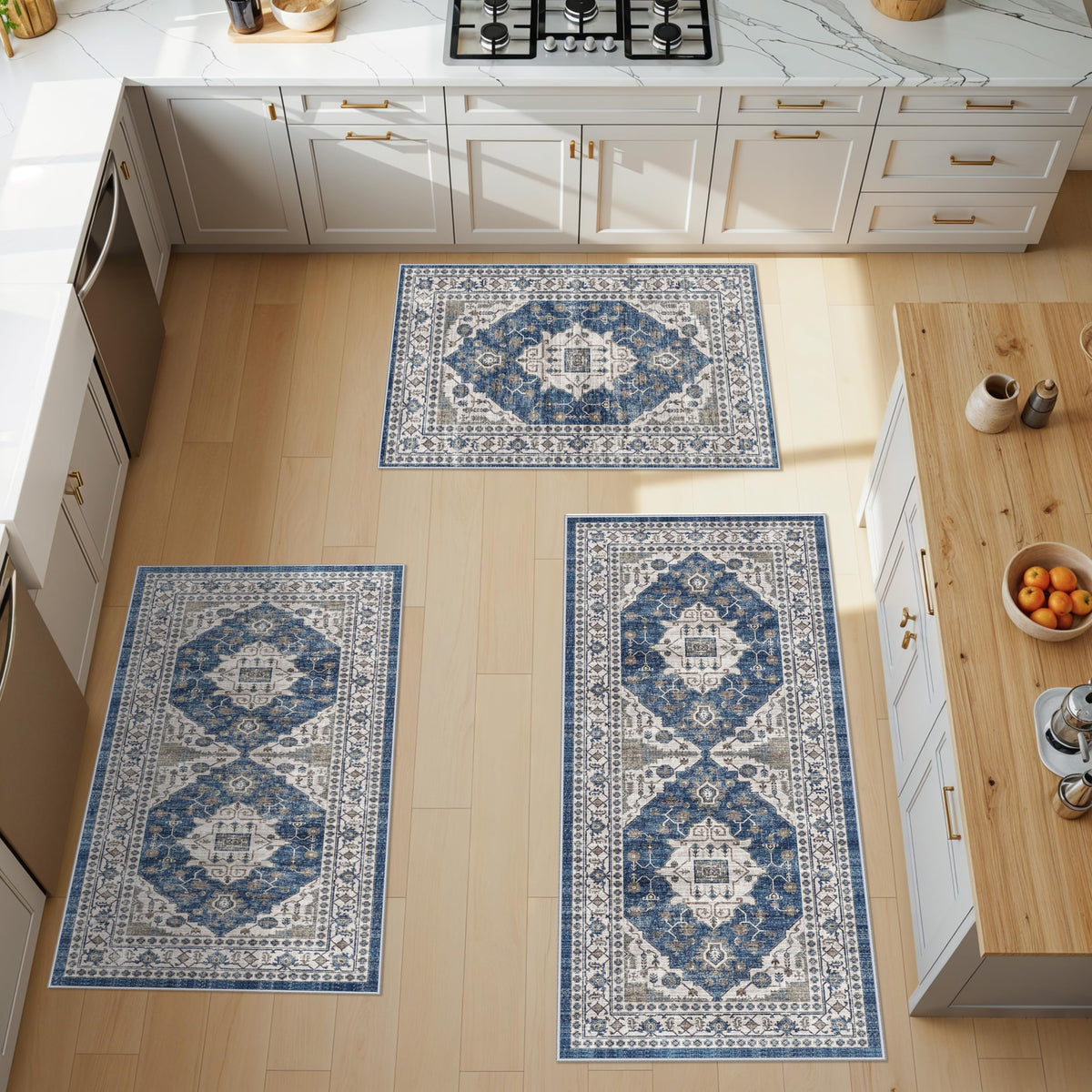 Vintage Washable Non-Slip Hallway Runner Rug, 2' x 7'