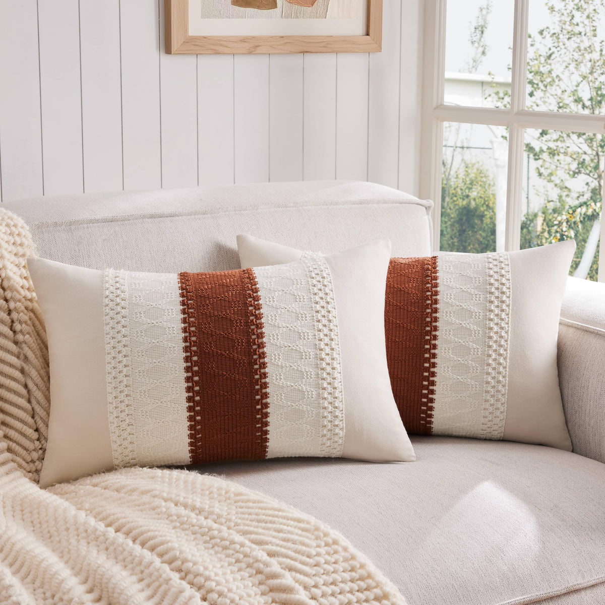 ZeeMart Contrast Throw Pillow Covers, 2-Pack Set