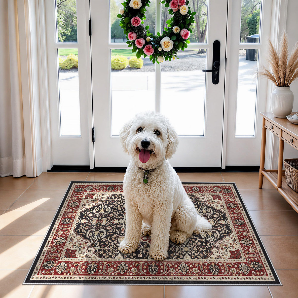 Vintage Washable Non-Slip Hallway Runner Rug, 2' x 7'