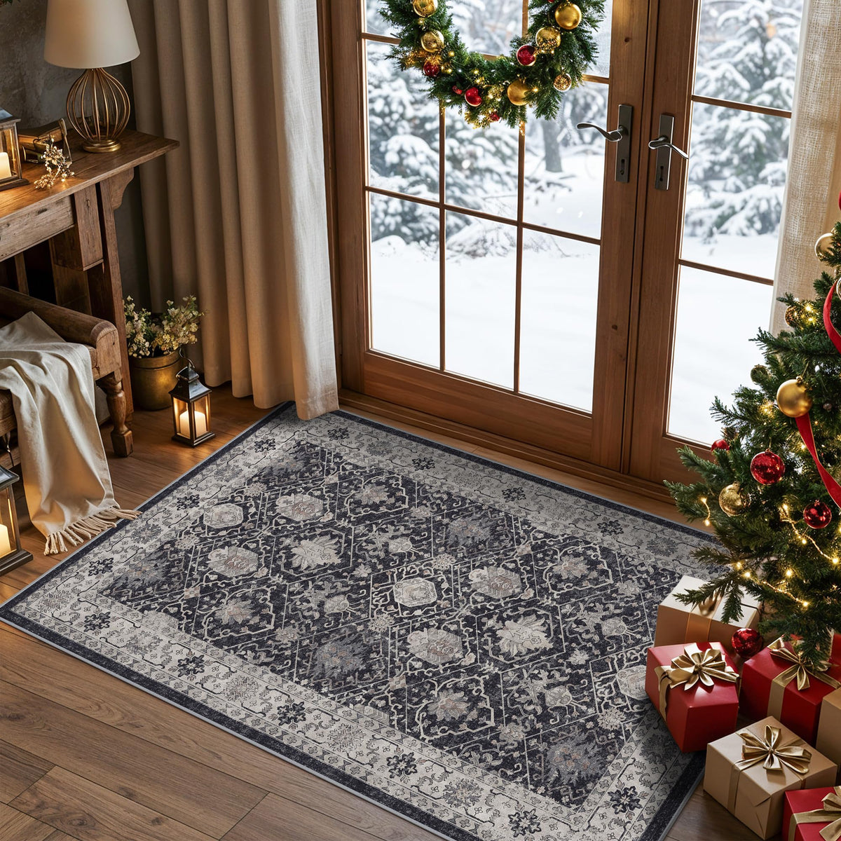 Vintage Washable Non-Slip Hallway Runner Rug, 2' x 7'