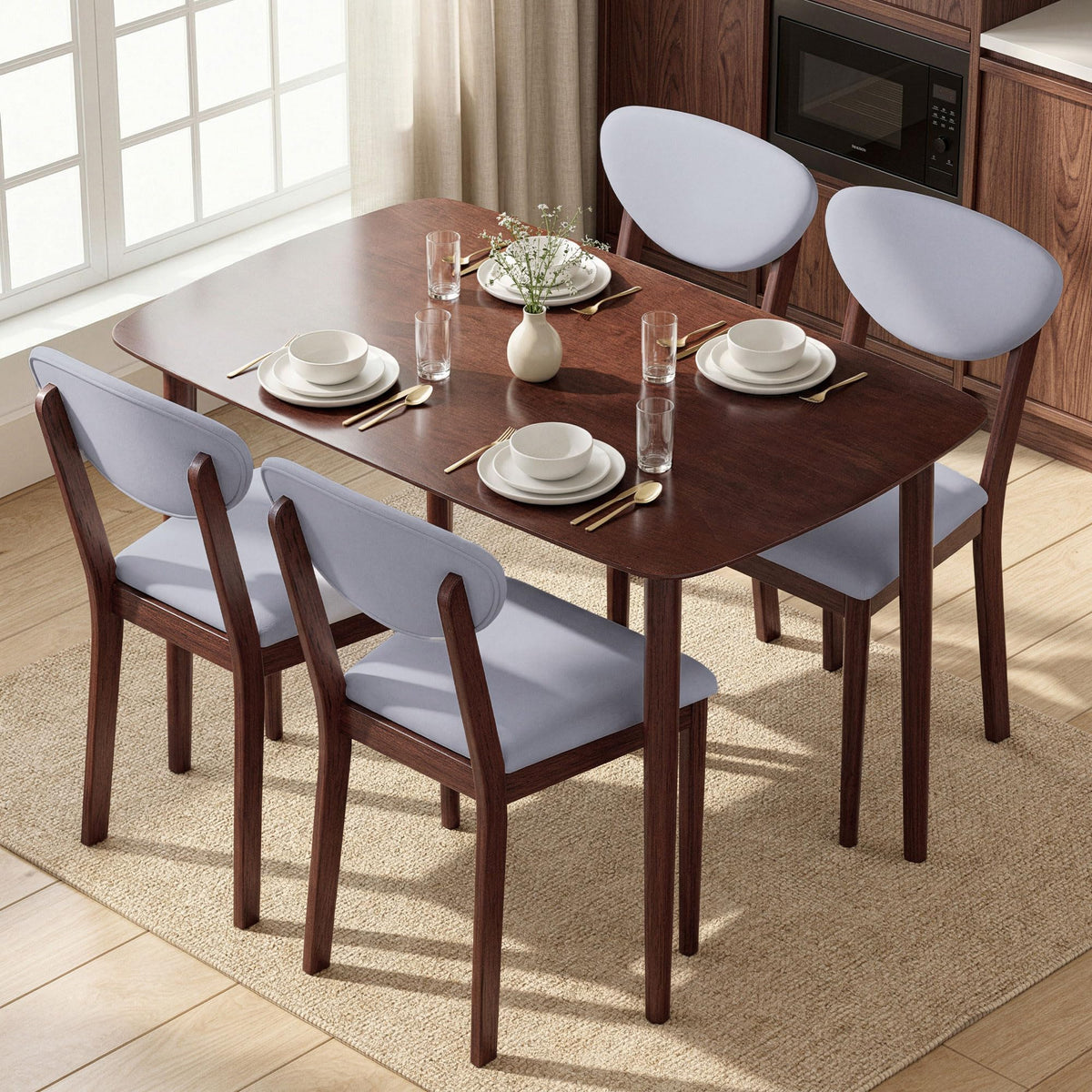 HOMCOM 5-Piece Dining Table Set for 4 Mid Century Modern
