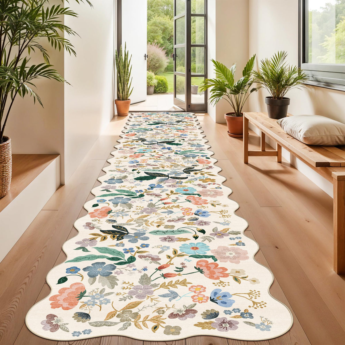 Vintage Washable Non-Slip Hallway Runner Rug, 2' x 7'