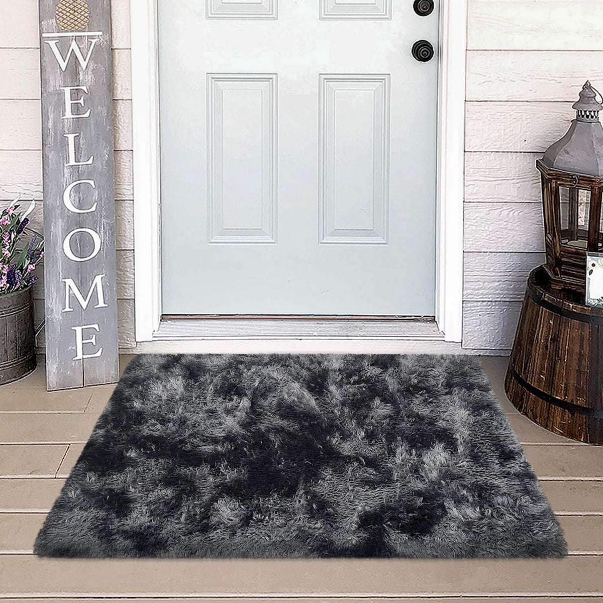 JiaoBaba Rainbow Tie-Dye Fluffy Area Rug for Kids