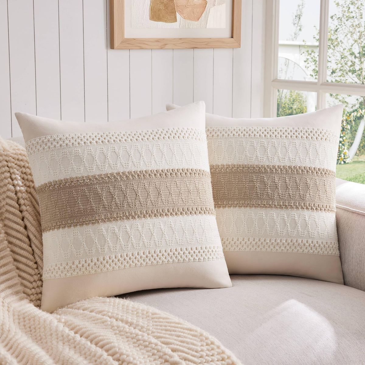 ZeeMart Contrast Throw Pillow Covers, 2-Pack Set