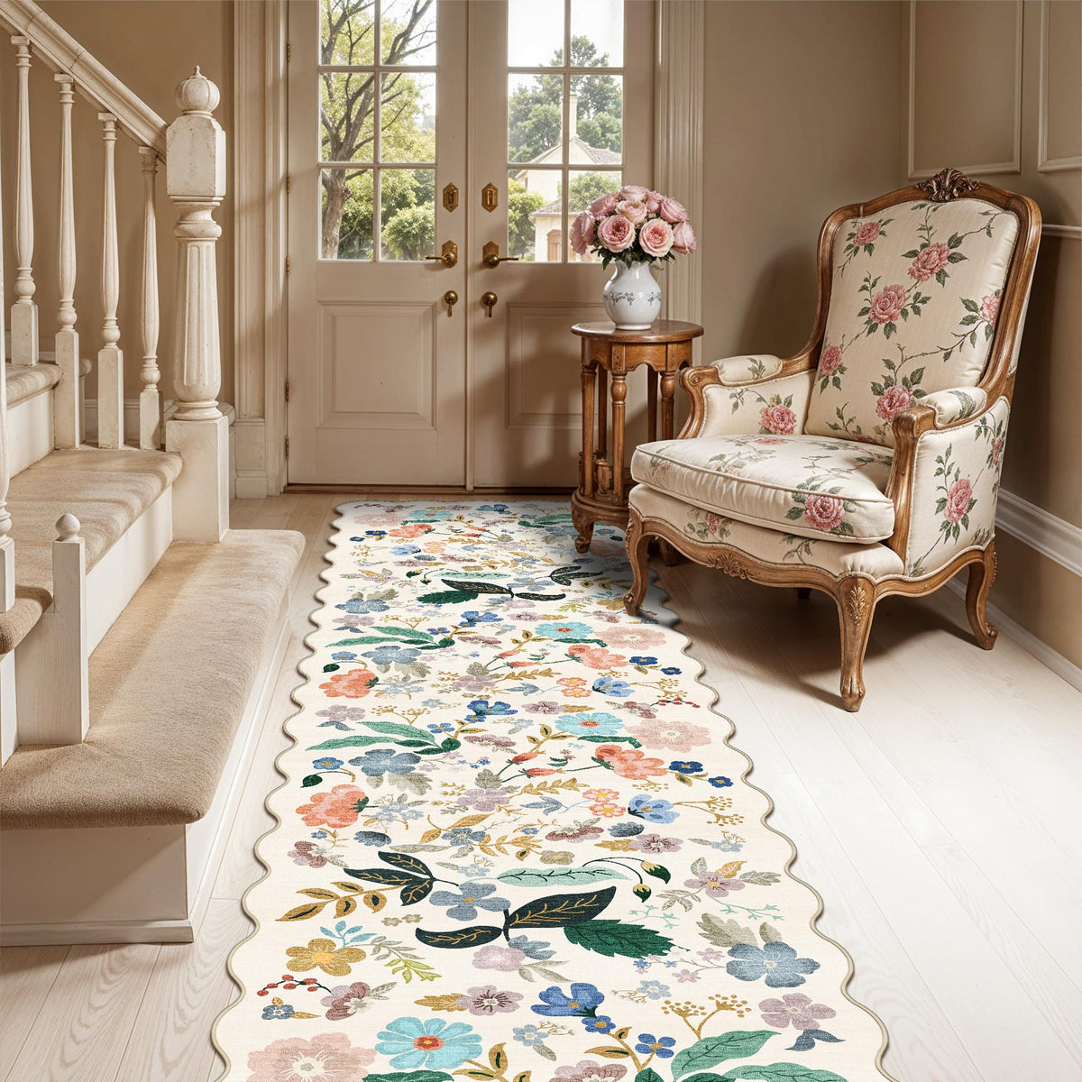 Vintage Washable Non-Slip Hallway Runner Rug, 2' x 7'