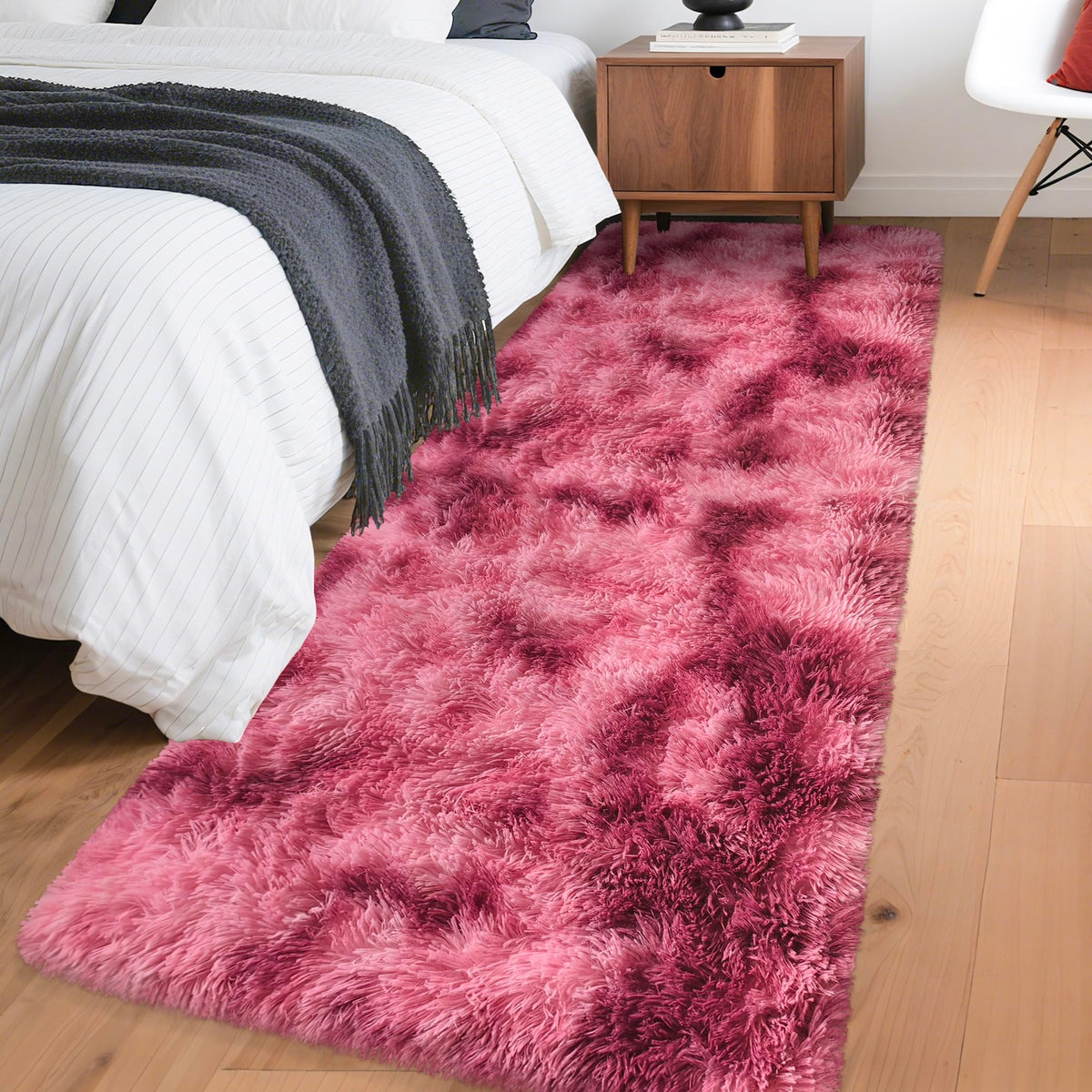 JiaoBaba Rainbow Tie-Dye Fluffy Area Rug for Kids