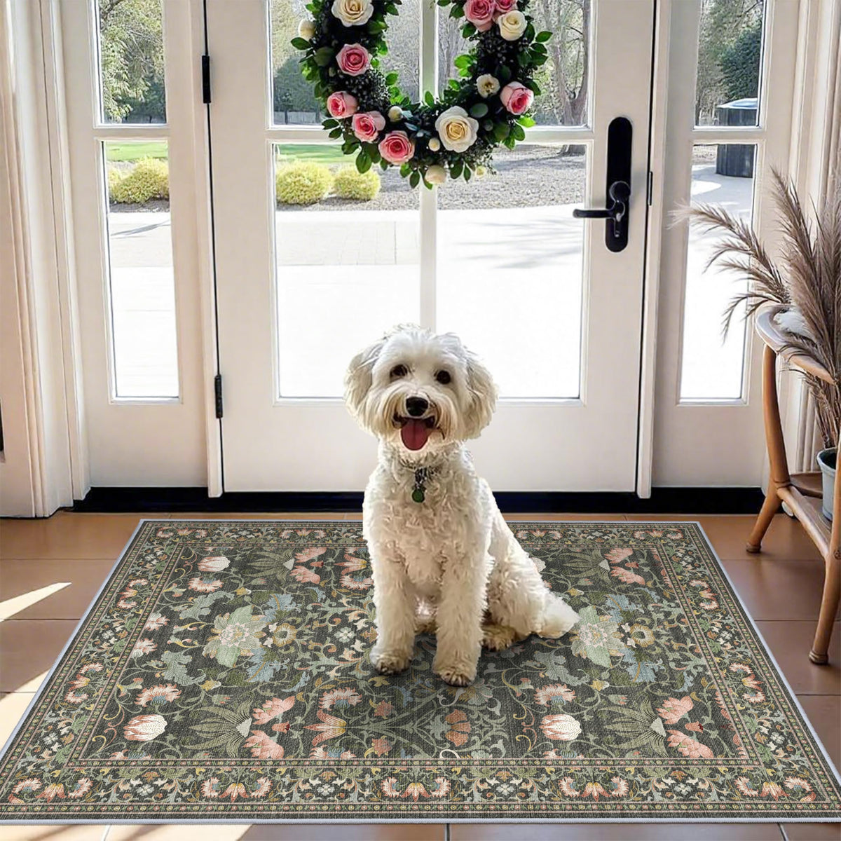 Vintage Washable Non-Slip Hallway Runner Rug, 2' x 7'