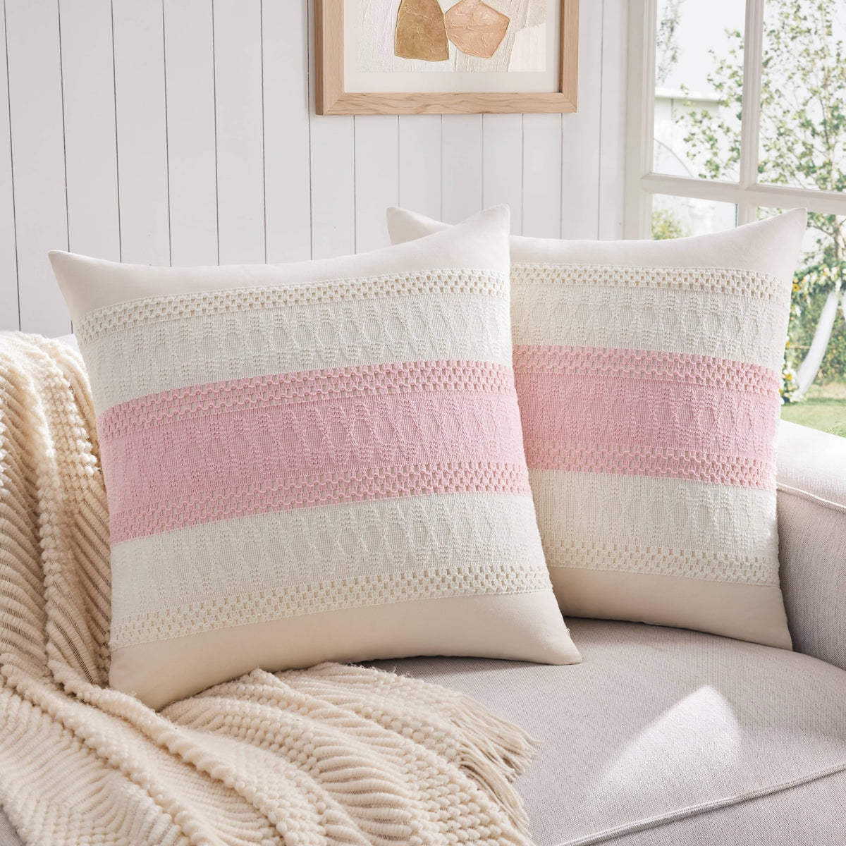 ZeeMart Contrast Throw Pillow Covers, 2-Pack Set