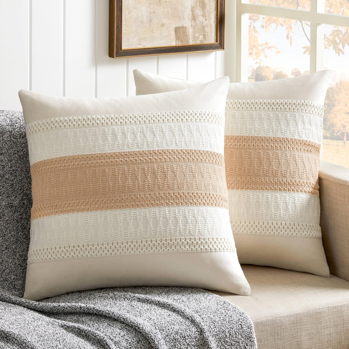 ZeeMart Contrast Throw Pillow Covers, 2-Pack Set