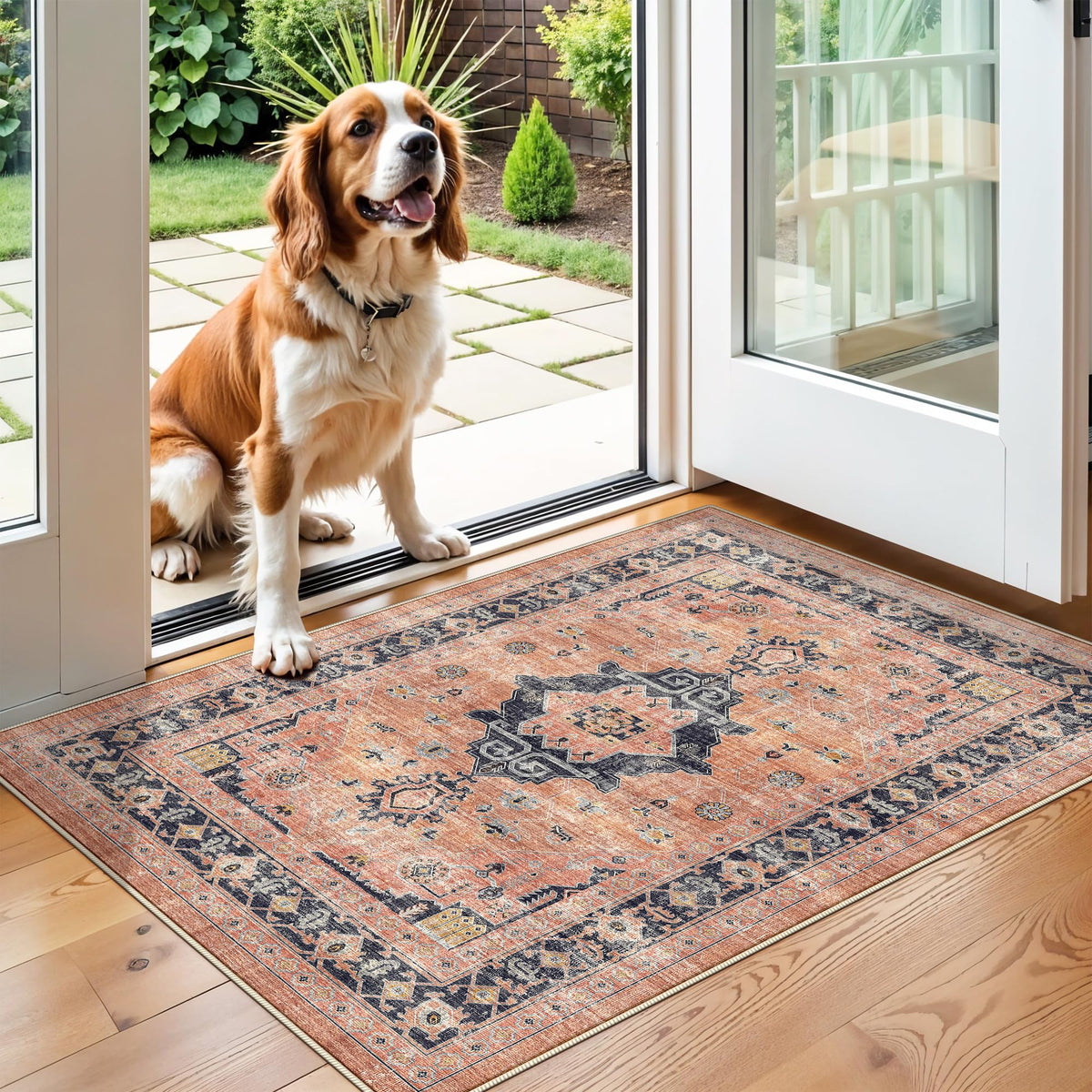 Vintage Washable Non-Slip Hallway Runner Rug, 2' x 7'