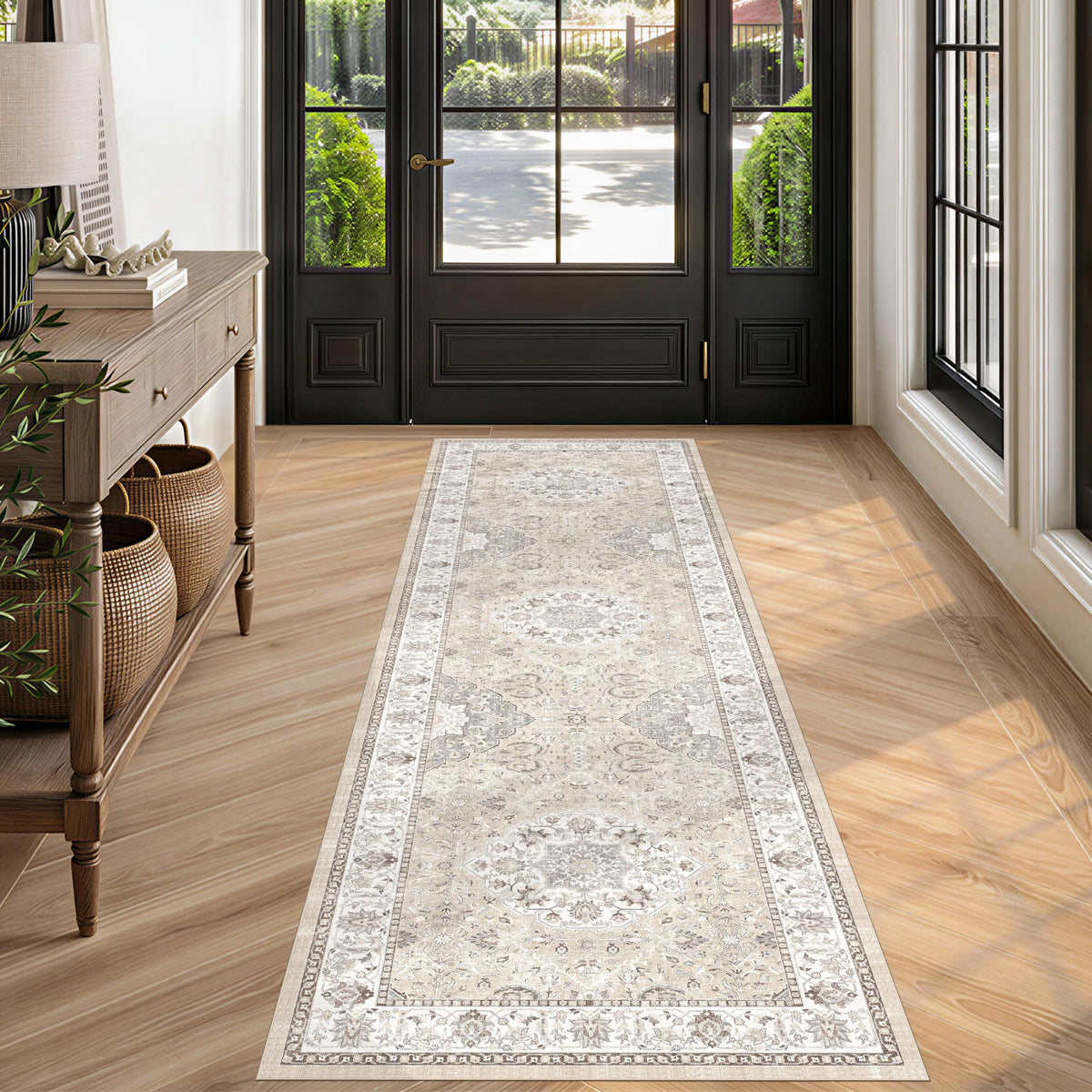 Vintage Washable Non-Slip Hallway Runner Rug, 2' x 7'