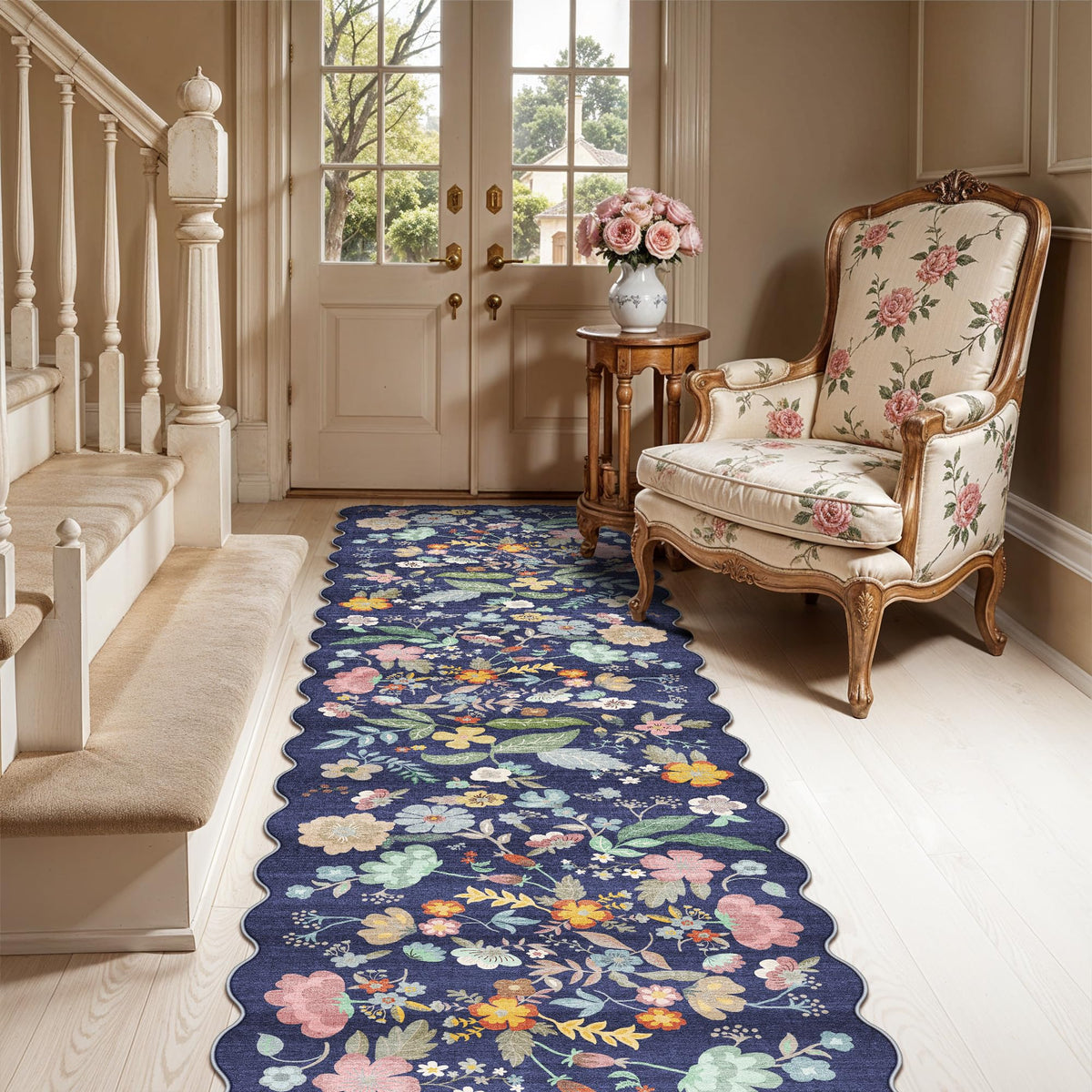 Vintage Washable Non-Slip Hallway Runner Rug, 2' x 7'