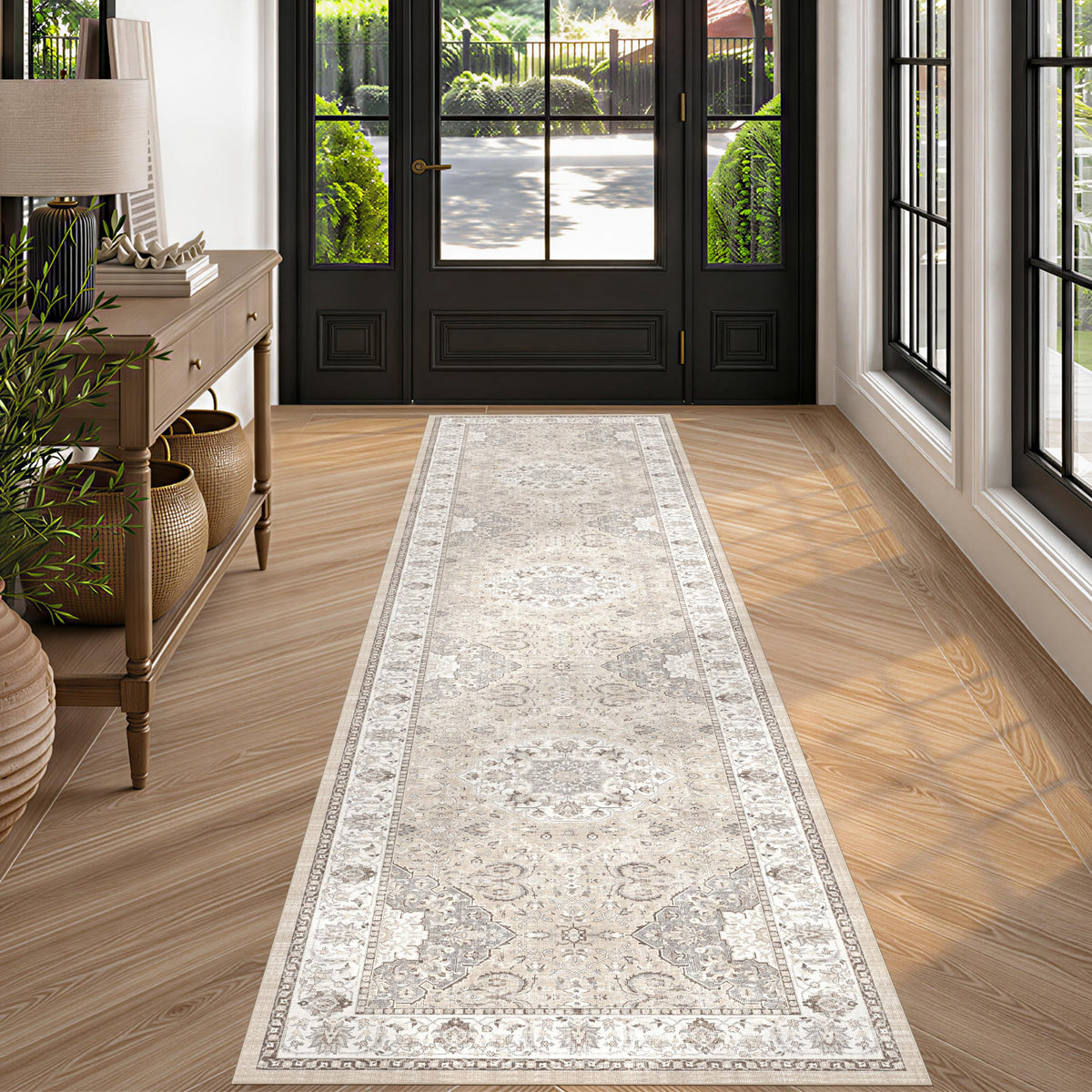 Vintage Washable Non-Slip Hallway Runner Rug, 2' x 7'