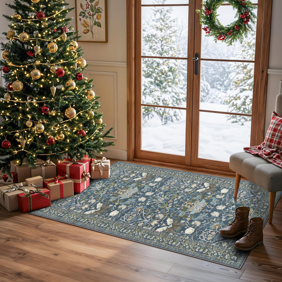 Vintage Washable Non-Slip Hallway Runner Rug, 2' x 7'