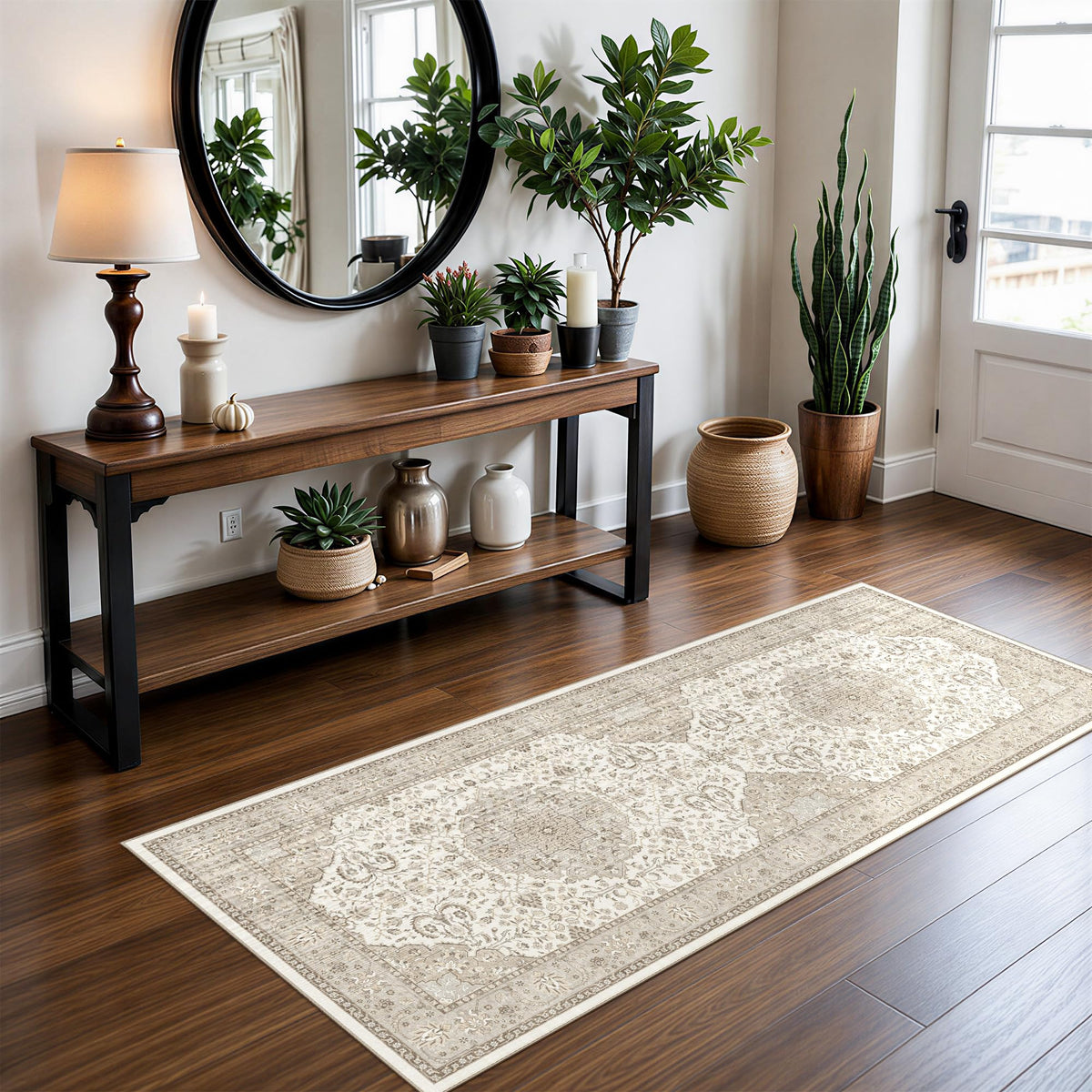 Vintage Washable Non-Slip Hallway Runner Rug, 2' x 7'
