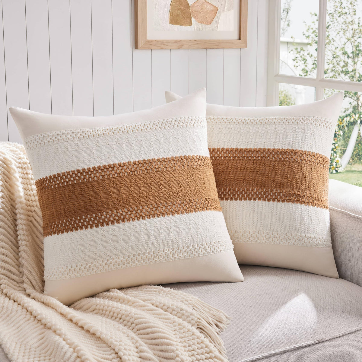 ZeeMart Contrast Throw Pillow Covers, 2-Pack Set