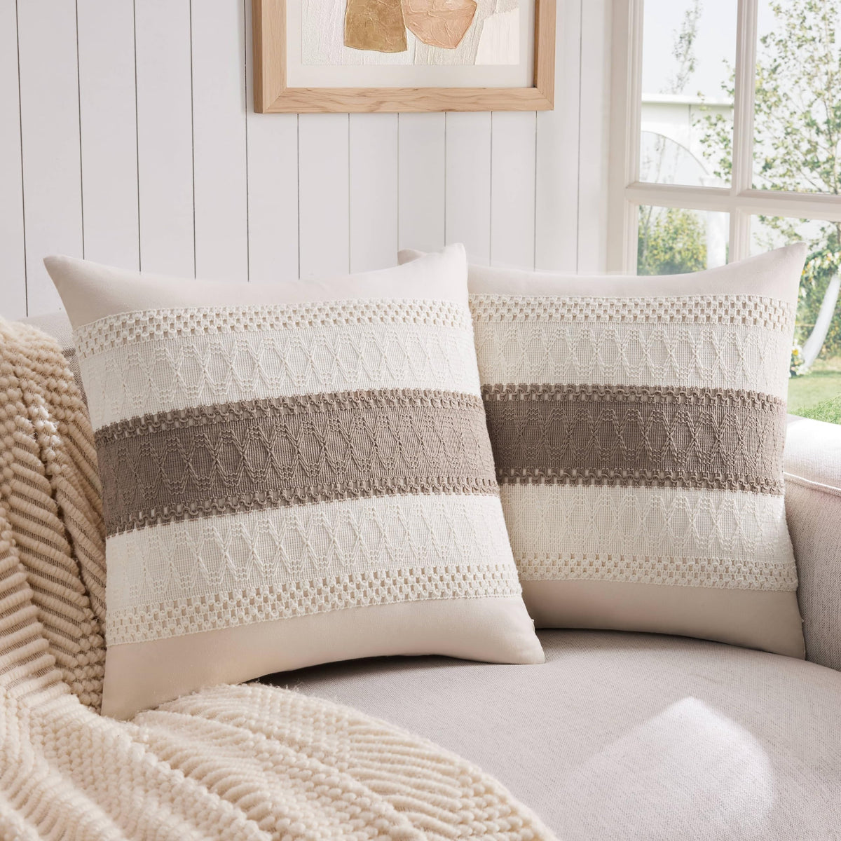ZeeMart Contrast Throw Pillow Covers, 2-Pack Set