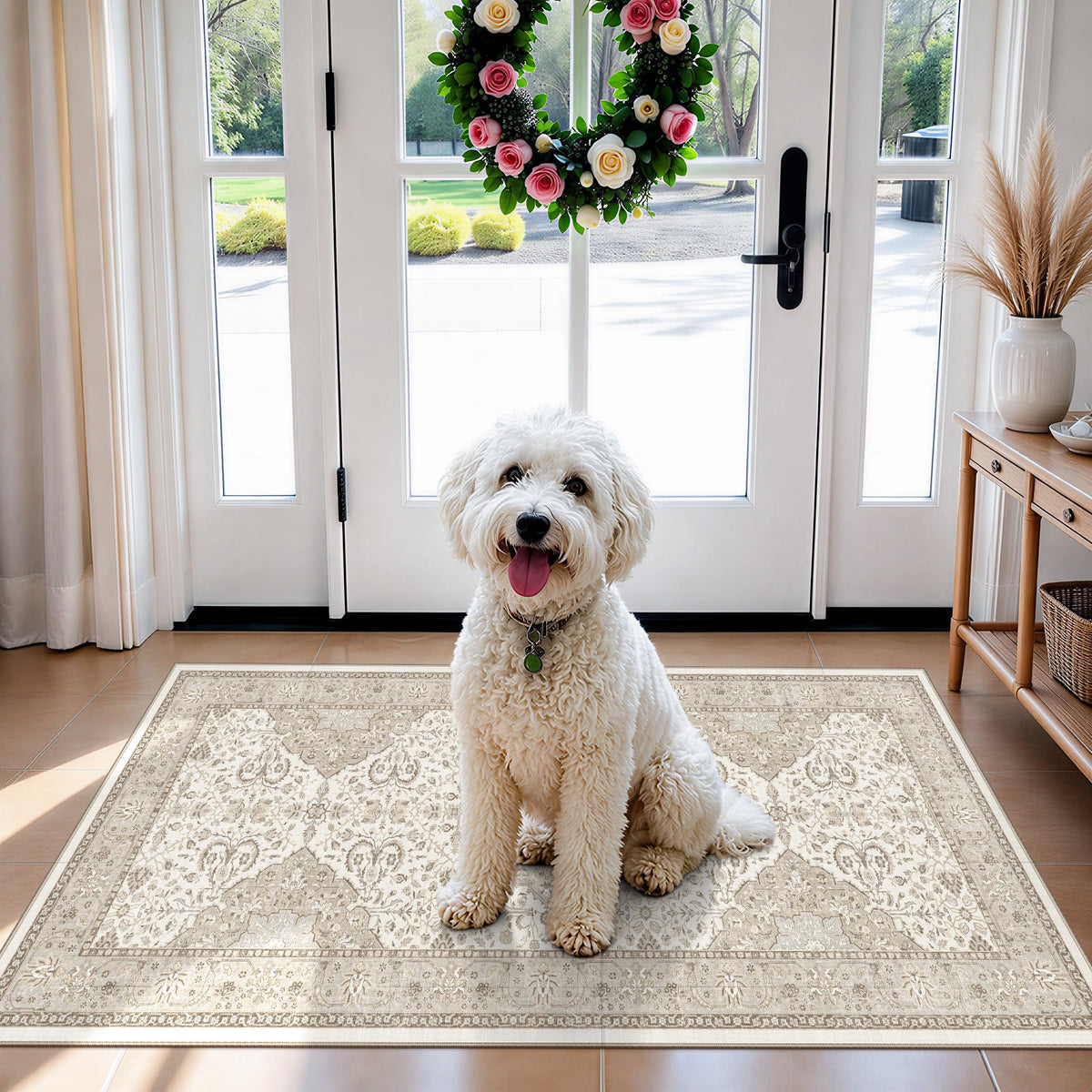 Vintage Washable Non-Slip Hallway Runner Rug, 2' x 7'