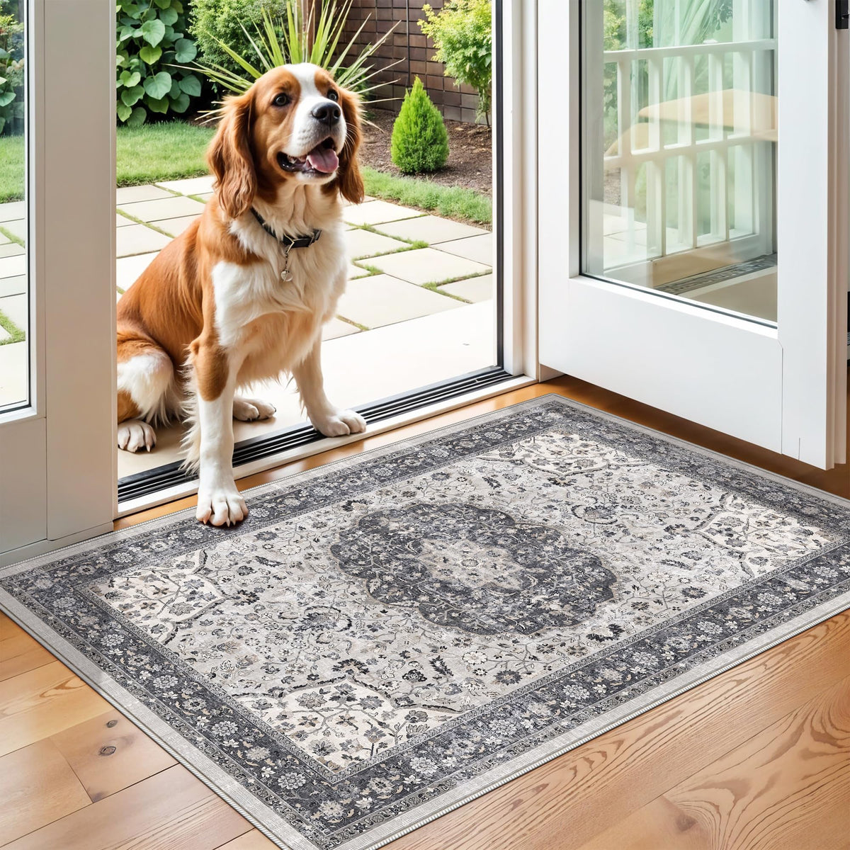 Vintage Washable Non-Slip Hallway Runner Rug, 2' x 7'