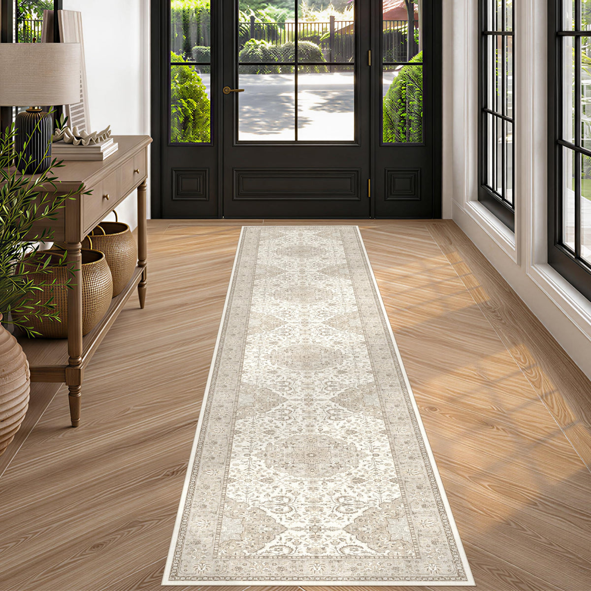 Vintage Washable Non-Slip Hallway Runner Rug, 2' x 7'