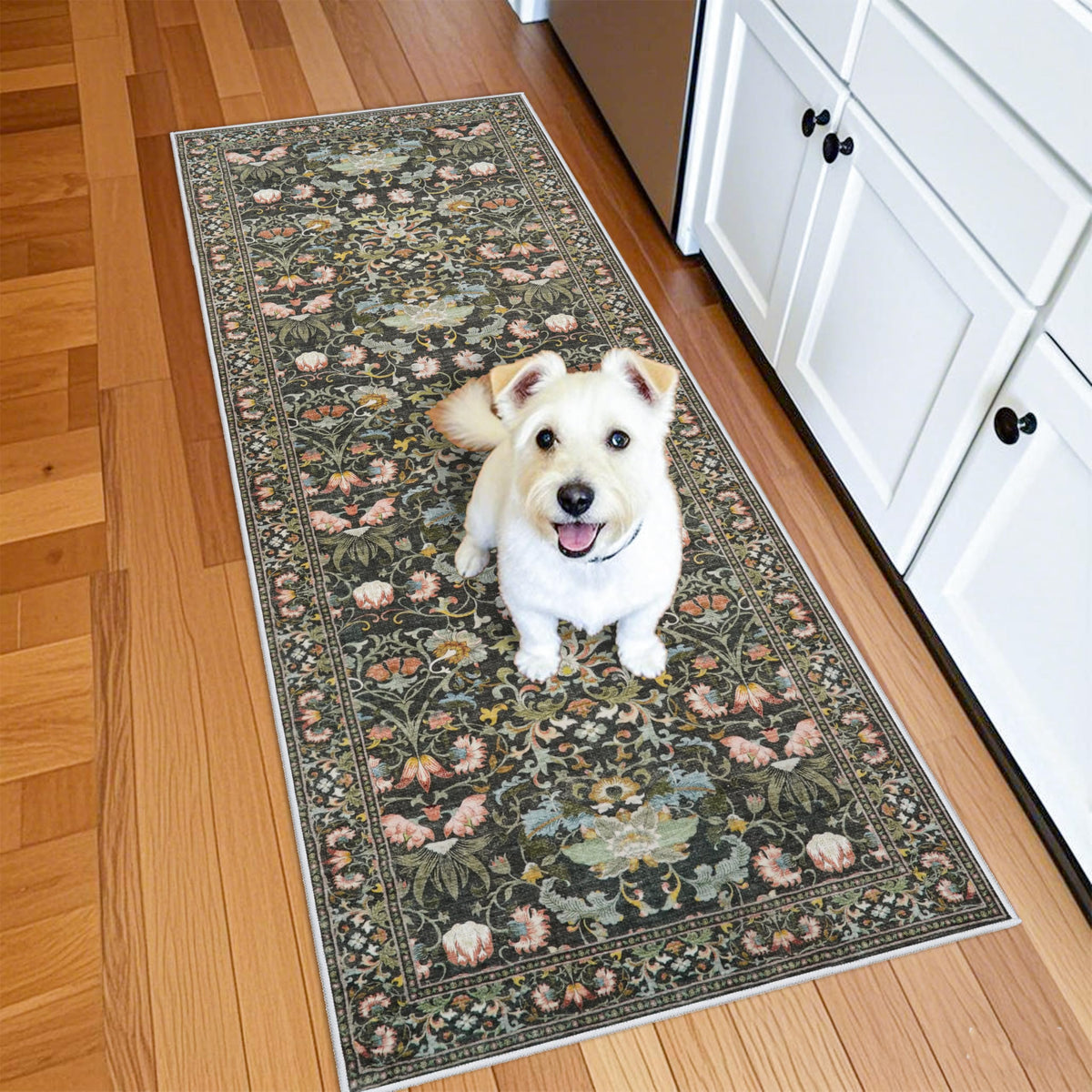 Vintage Washable Non-Slip Hallway Runner Rug, 2' x 7'