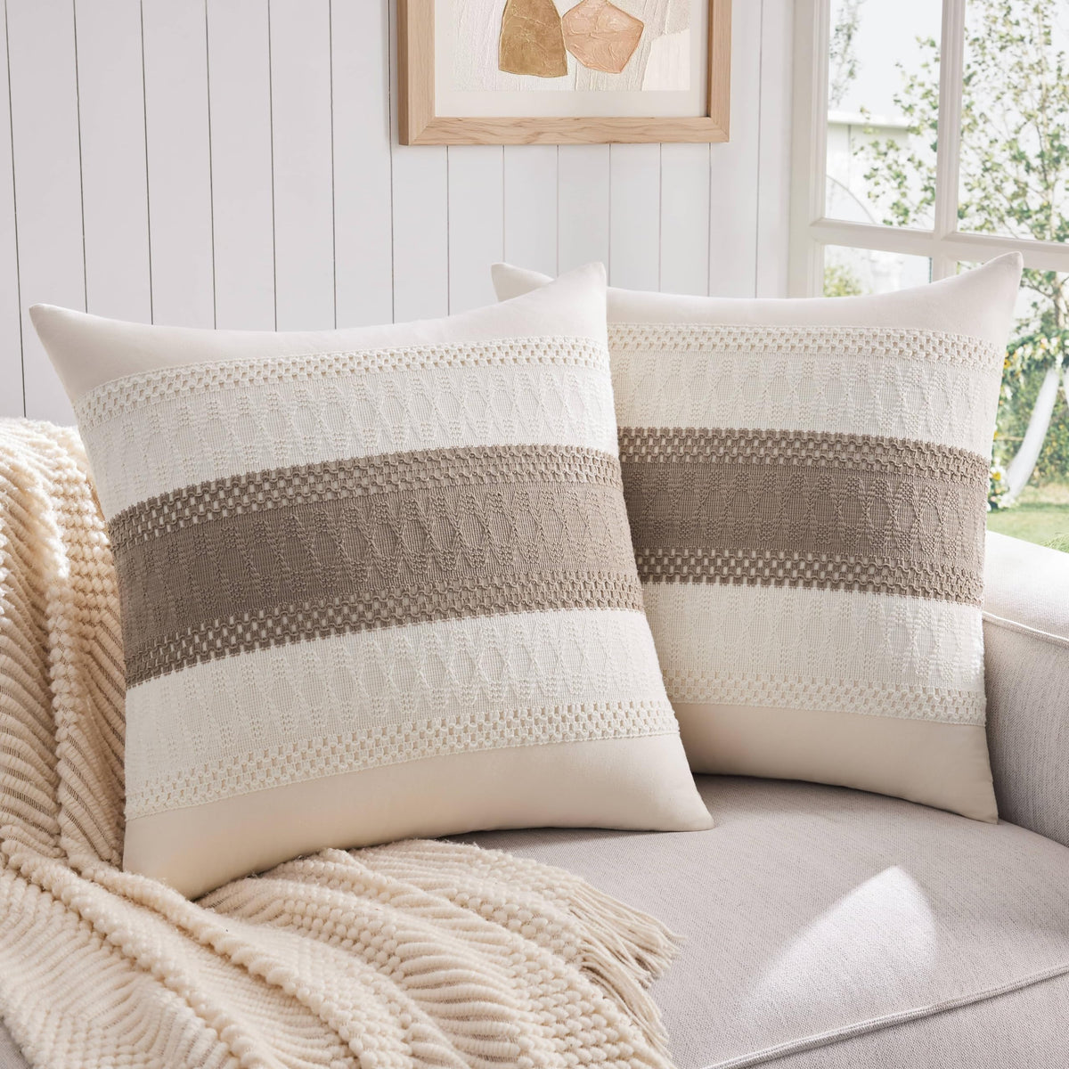 ZeeMart Contrast Throw Pillow Covers, 2-Pack Set