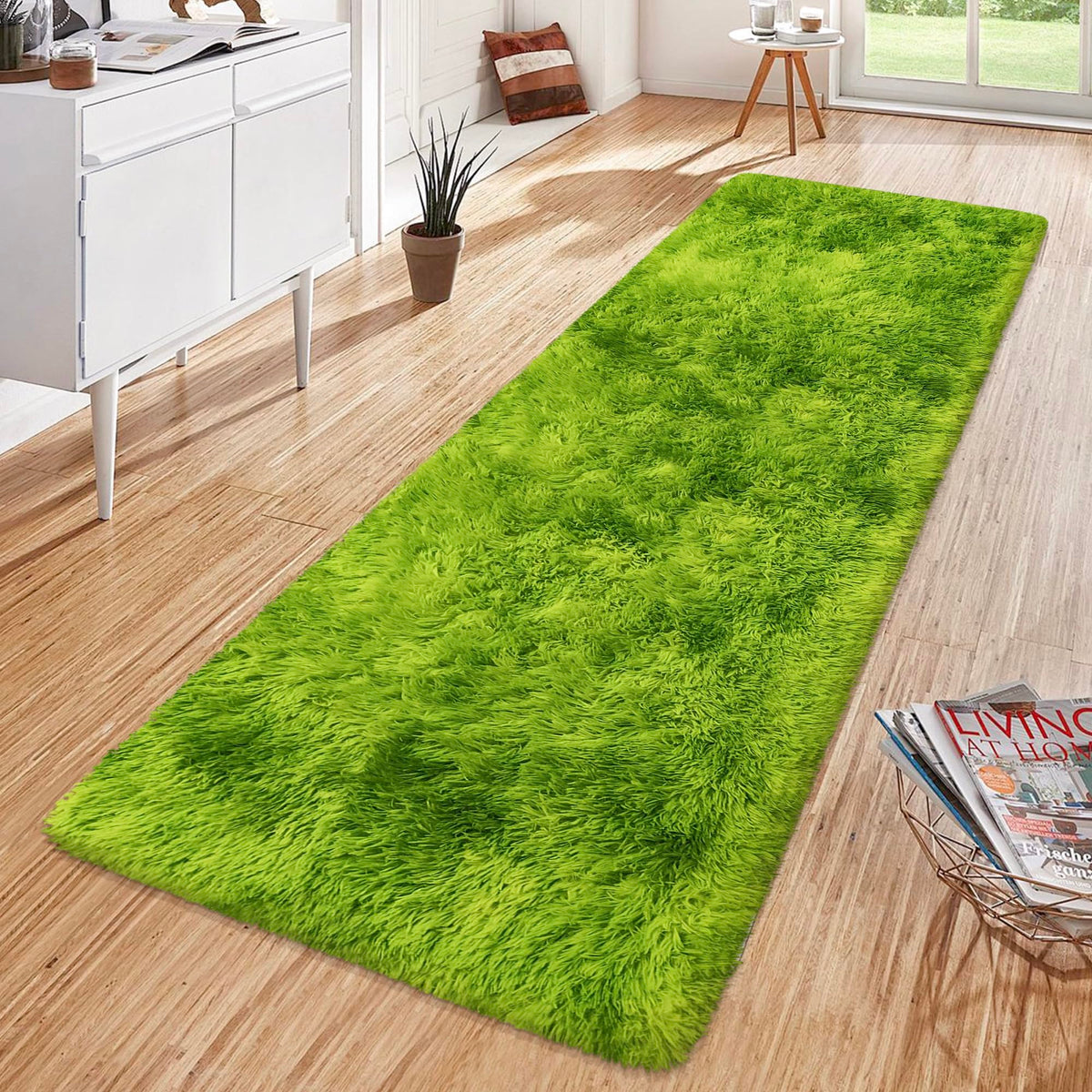JiaoBaba Rainbow Tie-Dye Fluffy Area Rug for Kids