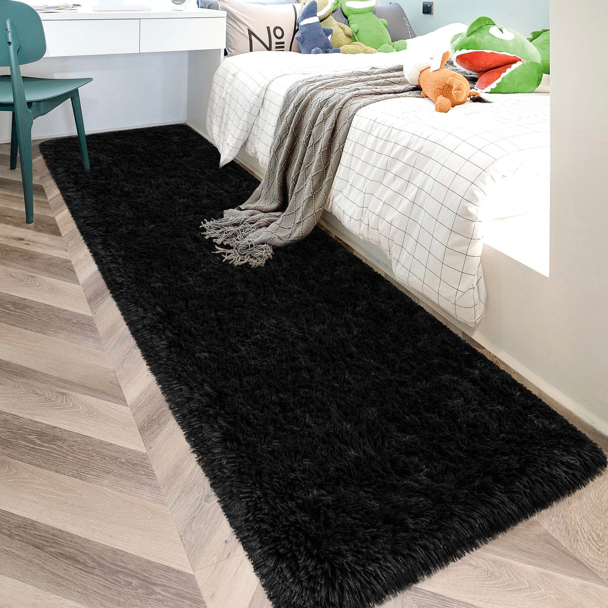 JiaoBaba Rainbow Tie-Dye Fluffy Area Rug for Kids