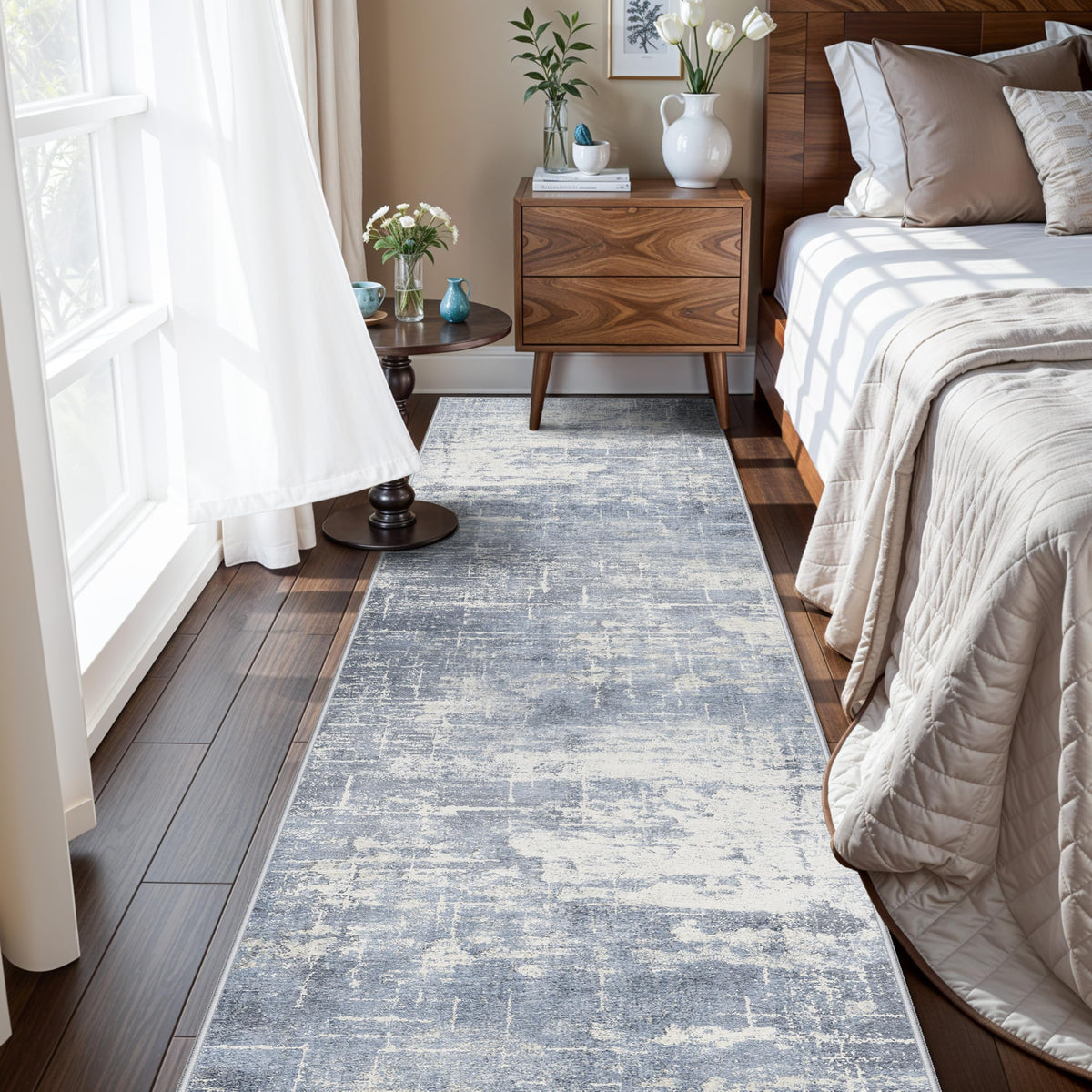Vintage Washable Non-Slip Hallway Runner Rug, 2' x 7'