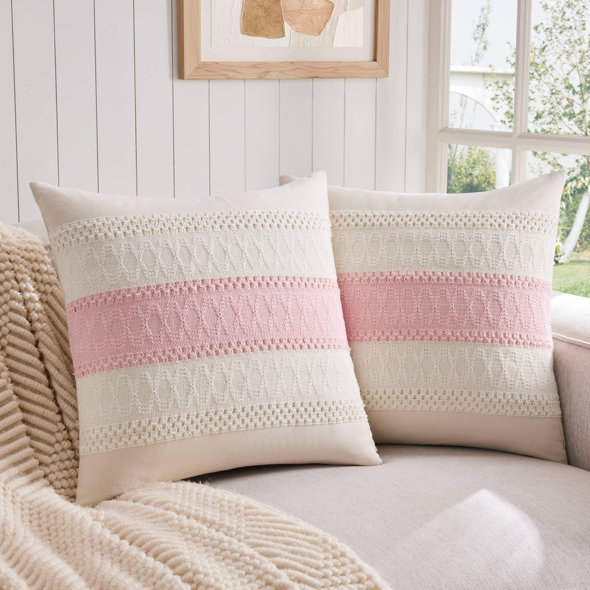 ZeeMart Contrast Throw Pillow Covers, 2-Pack Set