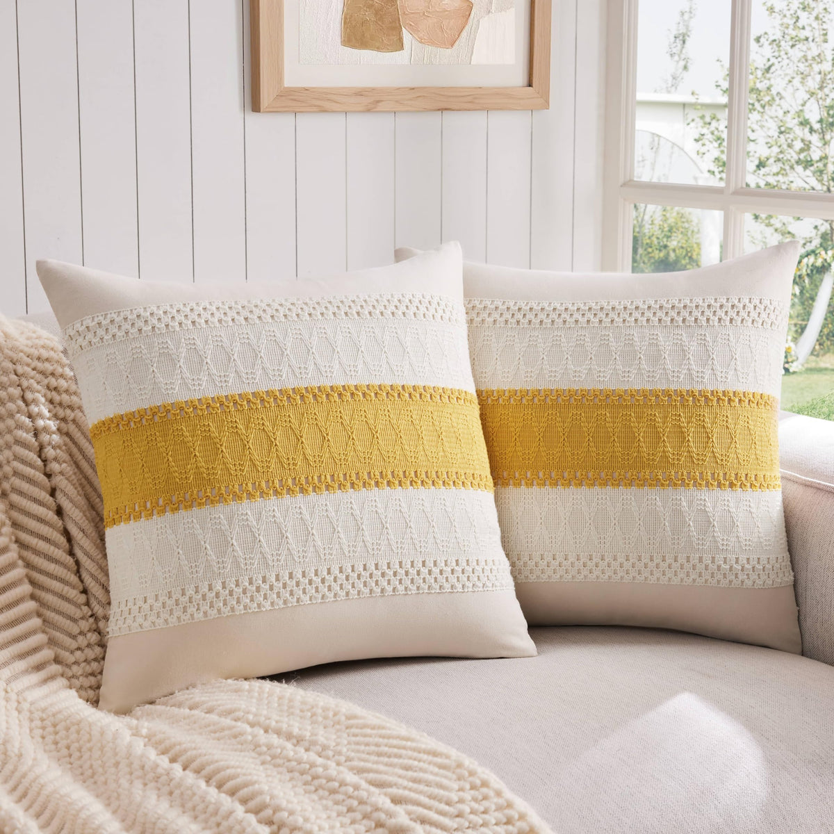 ZeeMart Contrast Throw Pillow Covers, 2-Pack Set
