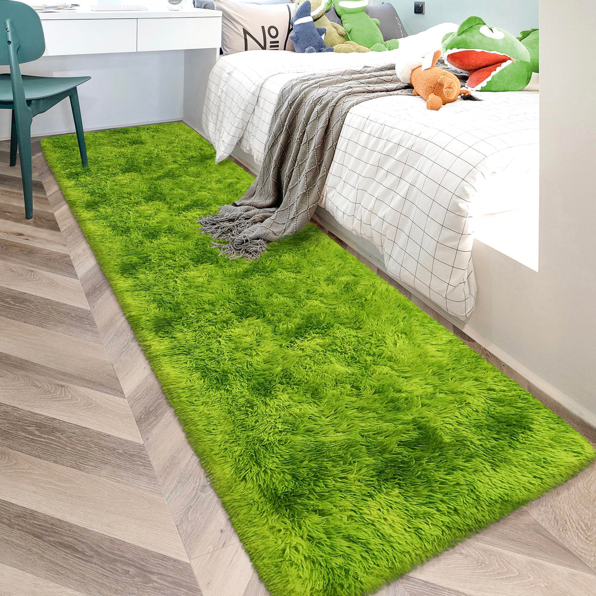 JiaoBaba Rainbow Tie-Dye Fluffy Area Rug for Kids