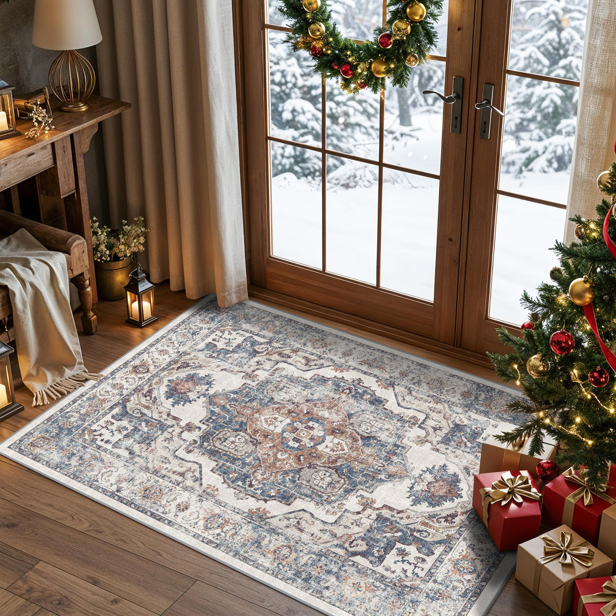 Vintage Washable Non-Slip Hallway Runner Rug, 2' x 7'