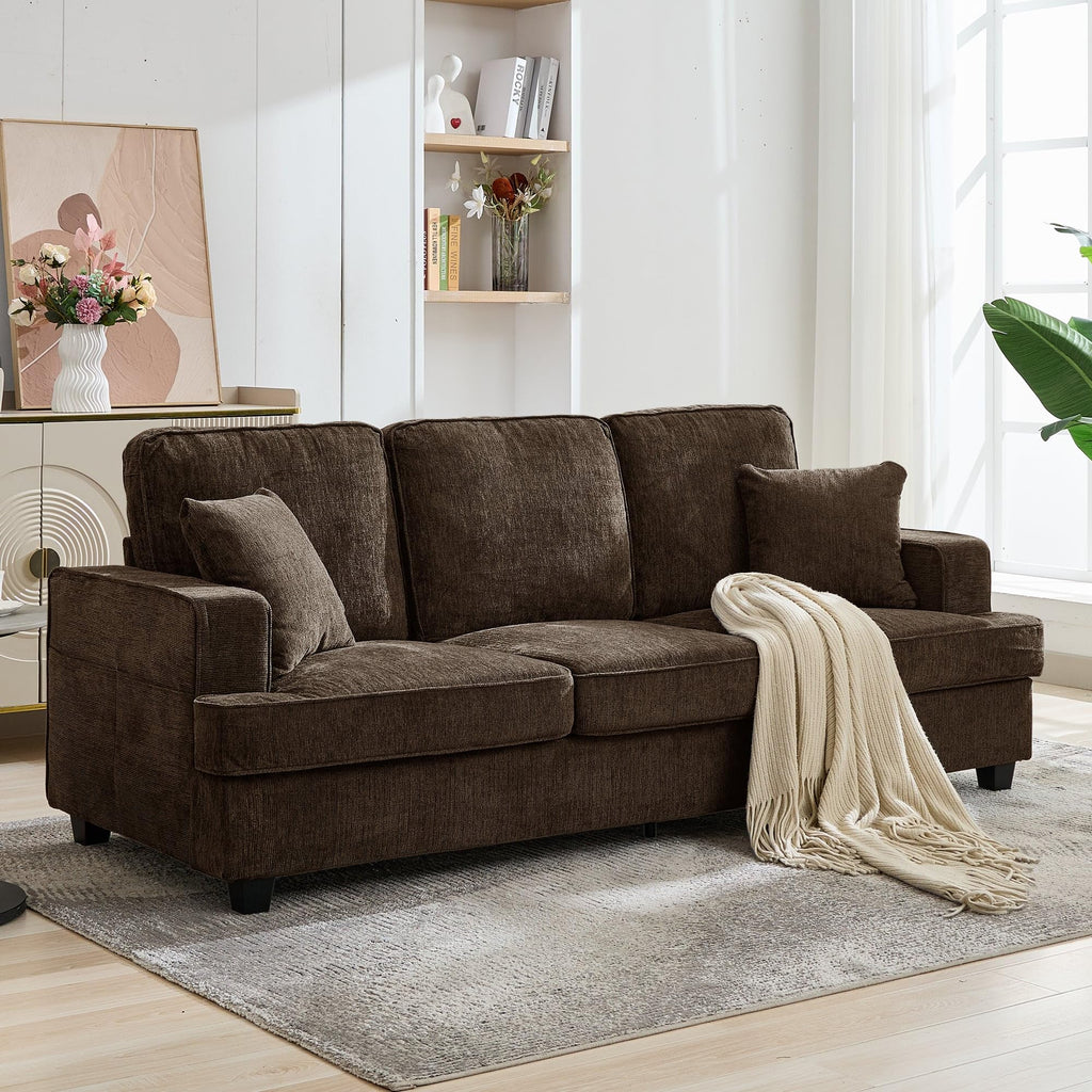 Korser 89" Couches for Living Room with Deep Seats, 3 Seater Sofa Couch, Mid Century Modern Chenille Sofa with Armrests, Upholstered Comfy Sofas for Living Room, Bedroom, Apartment, Office
