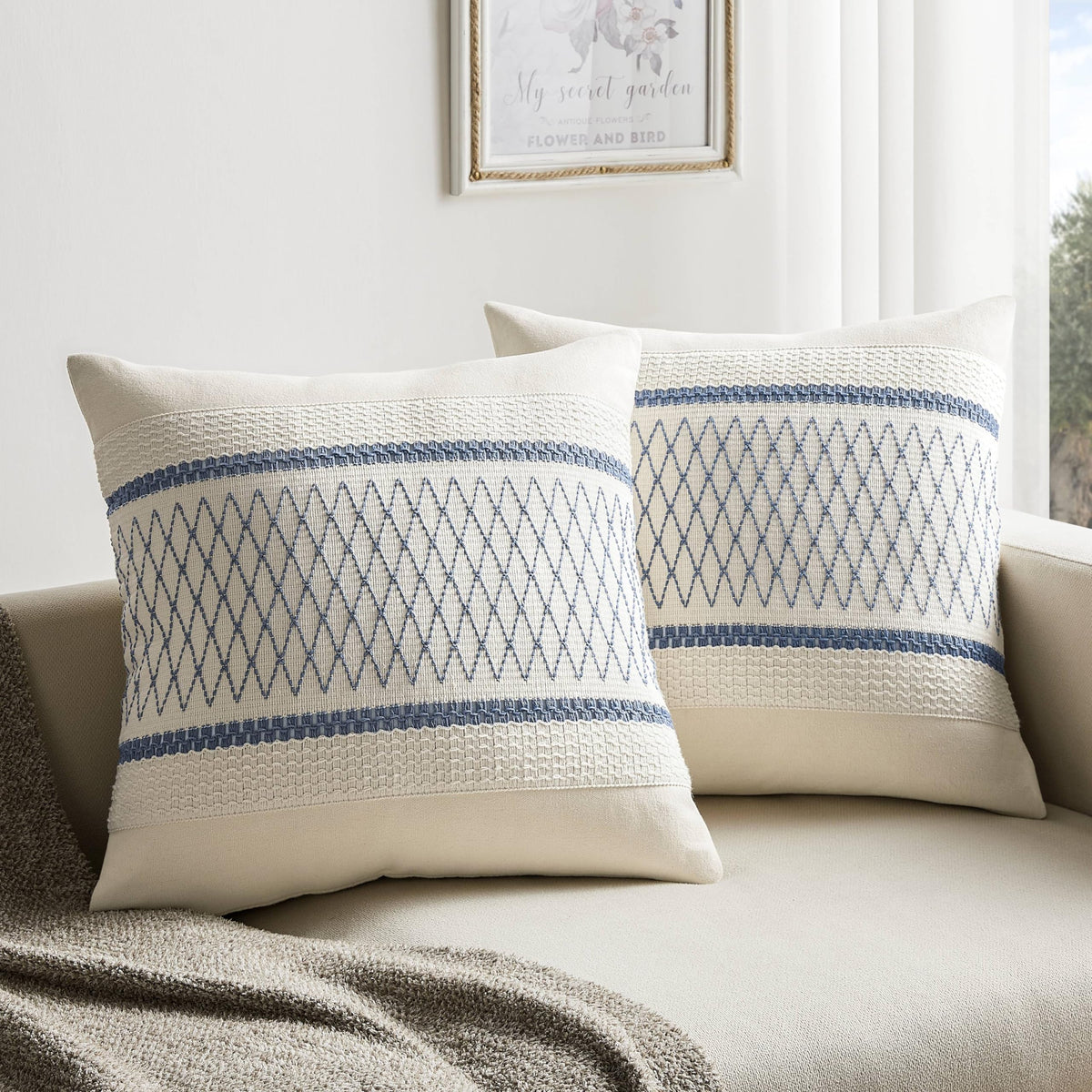 ZeeMart Contrast Throw Pillow Covers, 2-Pack Set