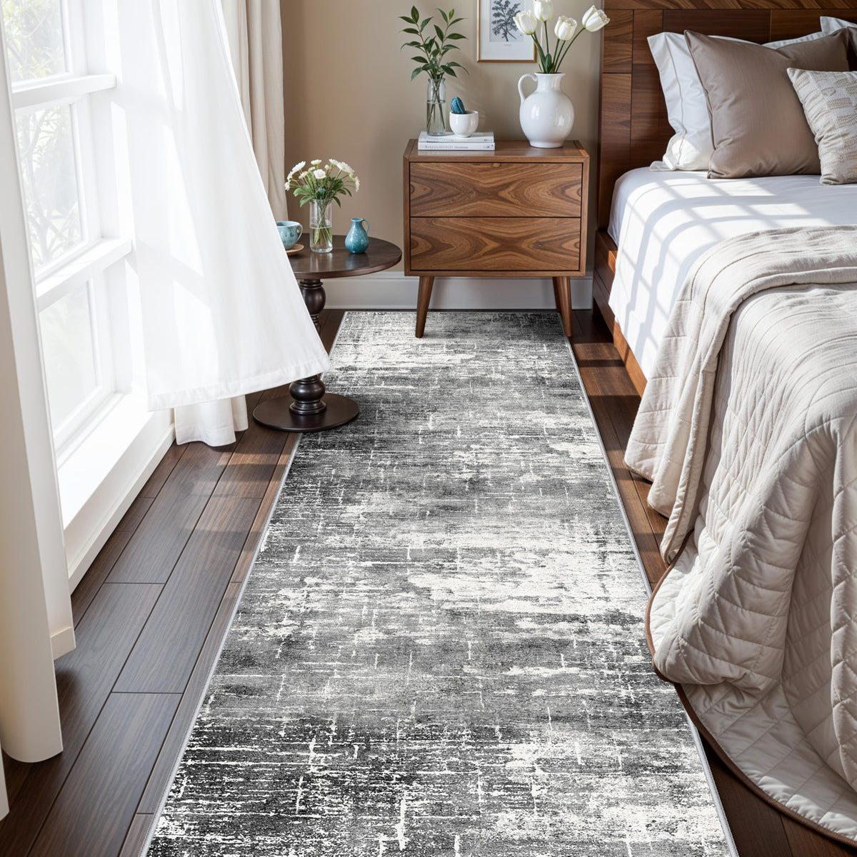 Vintage Washable Non-Slip Hallway Runner Rug, 2' x 7'