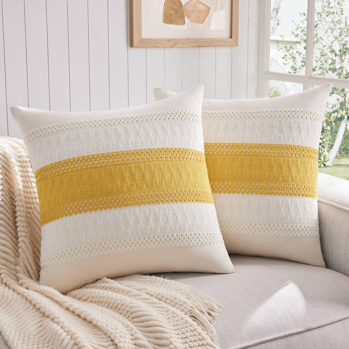 ZeeMart Contrast Throw Pillow Covers, 2-Pack Set
