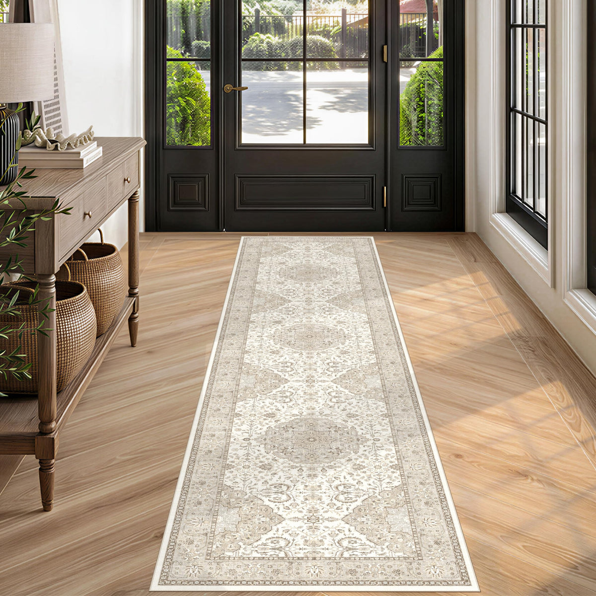 Vintage Washable Non-Slip Hallway Runner Rug, 2' x 7'