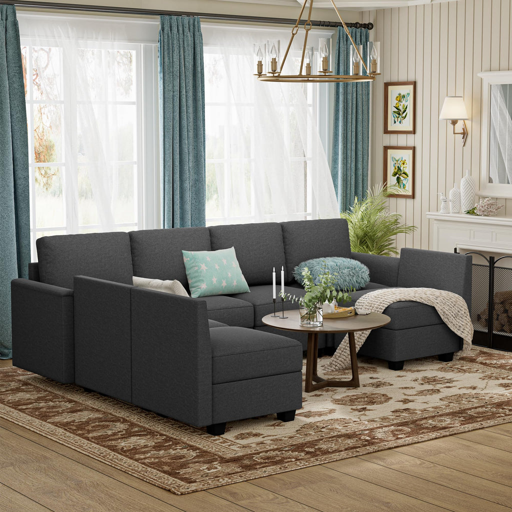 Modular Sectional Sofa with Storage Seat Upgrade Convertible Sofa Couch for Living Room,Deep 27'' Ottoman, Foam Cushion
