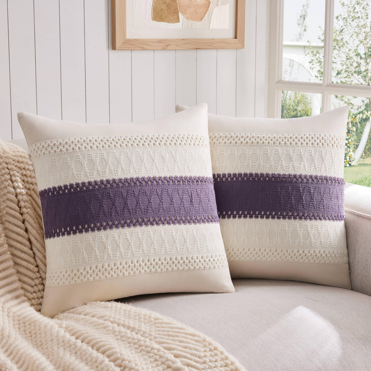 ZeeMart Contrast Throw Pillow Covers, 2-Pack Set